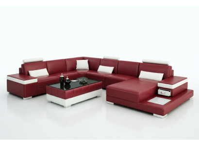 Leather Sofa Couch Living Landscape Corner Sofa Corner Unit Design Modern New Sofa L6013