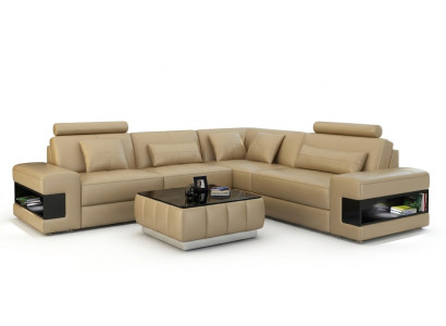 Leather sofa couch modern living landscape corner sofa corner decor set design