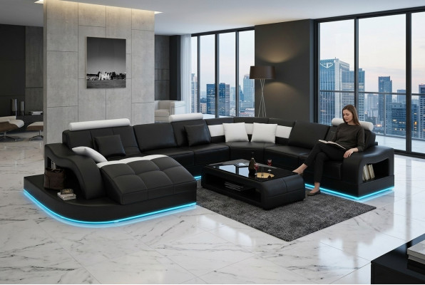 Leather Sofa Couch Living Area Corner Sofa Corner Set Design Modern Sofa L6015B