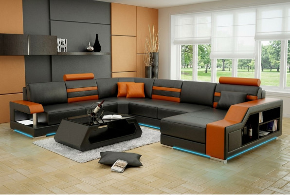 Leather sofa couch living landscape corner sofa corner set design modern new sofa L6016