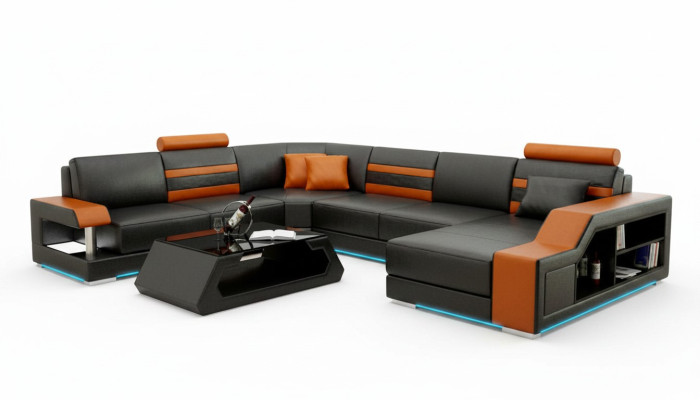 Leather sofa couch living landscape corner sofa corner set design modern new sofa L6016