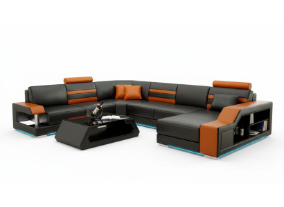 Leather sofa couch living landscape corner sofa corner set design modern new sofa L6016