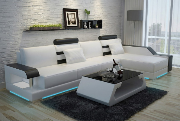 Leather sofa couch living landscape corner sofa corner decor design modern suite