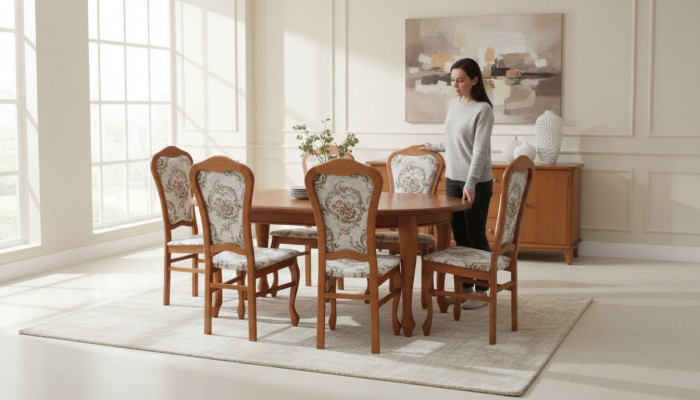 Dining Table & 8x Chairs Dining Room Set Dining Group Classic Table Chair Tables