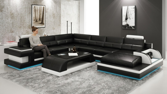 Leather sofa couch living landscape corner sofa corner suite design modern sofa L6017