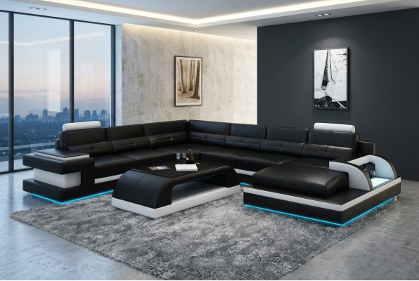 Leather sofa couch living landscape corner sofa corner suite design modern sofa L6017