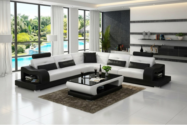 Leather sofa couch living landscape decor corner corner sofa modern suite design