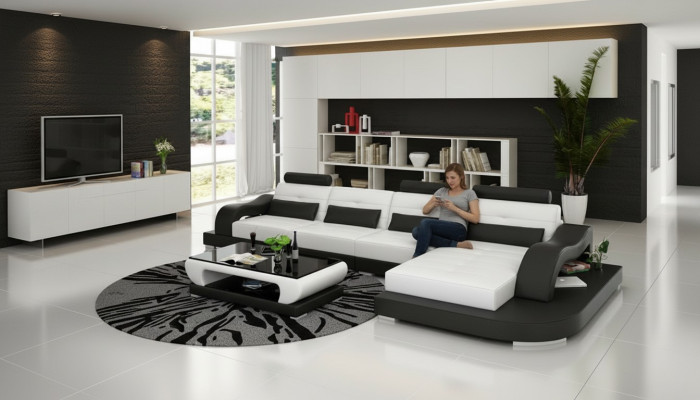 Sofa Leather Sofa Couch Living Landscape Corner Sofa Corner Suite Modern Design