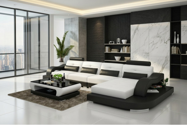 Sofa Leather Sofa Couch Living Landscape Corner Sofa Corner Suite Modern Design