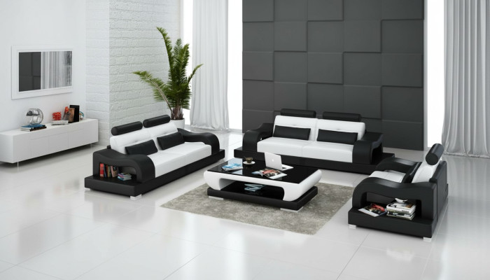 Leather sofa couch suite living landscape 3+2+1 seater suite design modern G8005D