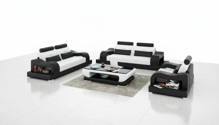 Leather sofa couch suite living landscape 3+2+1 seater suite design modern G8005D