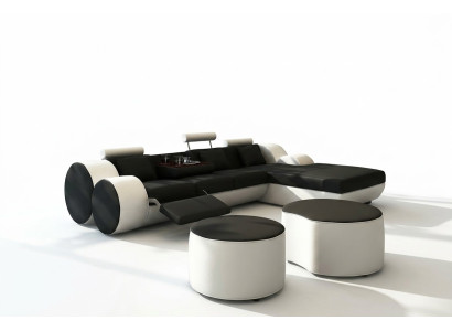 Designer leather sofa set, leather corner sofa, living room landscape, leather couch