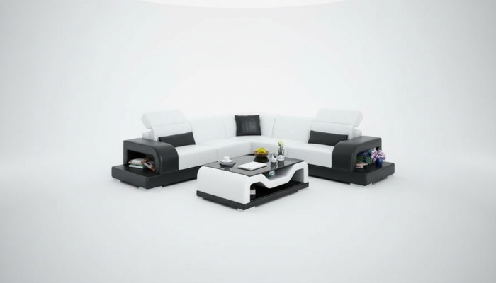 Leather sofa couch living landscape corner sofa L-shape suite design decor modern