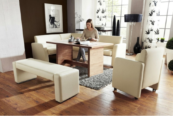 Leather corner bench, corner bench set, custom-made, bench seat, kitchen nook, dining nook, made in EU.
