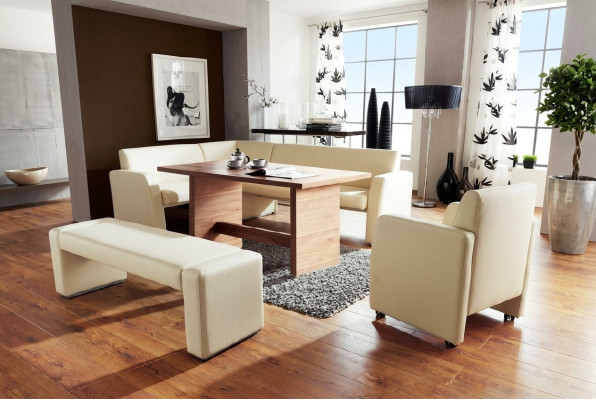 Leather corner bench, corner bench set, custom-made, bench seat, kitchen nook, dining nook, made in EU.