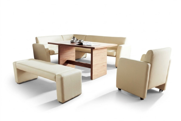 Leather corner bench, corner bench set, custom-made, bench seat, kitchen nook, dining nook, made in EU.