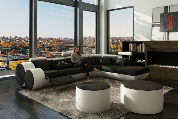 Corner sofa, sofa, couch, upholstery, living area, leather corner sofas, set, sofas Madrid
