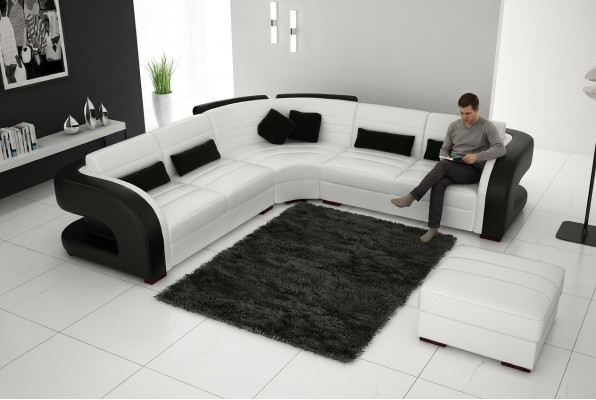 LEATHER SOFA Design LIVING ROOM SET COUCH SUITE UPHOLSTERED CORNER SOFA Bergamo