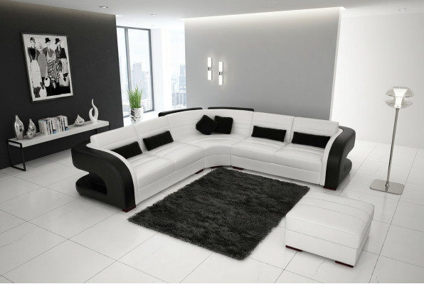 LEATHER SOFA Design LIVING ROOM SET COUCH SUITE UPHOLSTERED CORNER SOFA Bergamo
