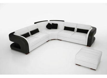 LEATHER SOFA Design LIVING ROOM SET COUCH SUITE UPHOLSTERED CORNER SOFA Bergamo