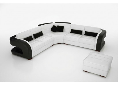 LEATHER SOFA Design LIVING ROOM SET COUCH SUITE UPHOLSTERED CORNER SOFA Bergamo