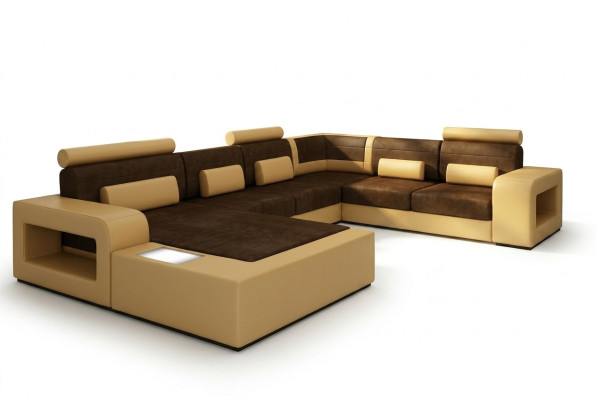 Sofa Set Fabric Textile Leather Sofa with Lighting Living Landscape Couch!