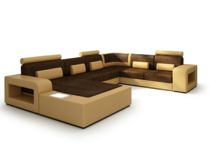Sofa Set Fabric Textile Leather Sofa with Lighting Living Landscape Couch!