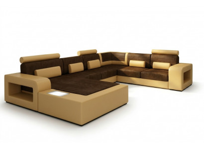 Sofa Set Fabric Textile Leather Sofa with Lighting Living Landscape Couch!