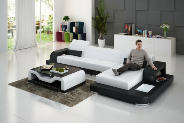 Leather sofa couch living landscape corner sofa corner set design modern sofa