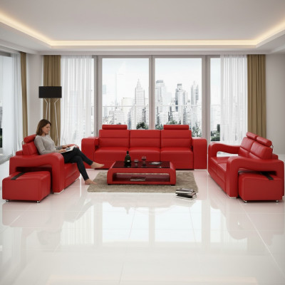 Designer leather sofa set couch sofa seating upholstery suite 3+2+1 set PISA