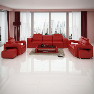 Designer leather sofa set couch sofa seating upholstery suite 3+2+1 set PISA