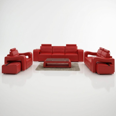 Designer leather sofa set couch sofa seating upholstery suite 3+2+1 set PISA