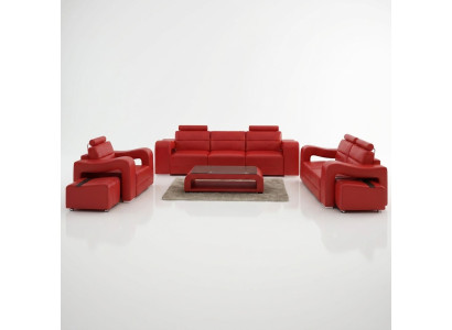 Designer leather sofa set couch sofa seating upholstery suite 3+2+1 set PISA