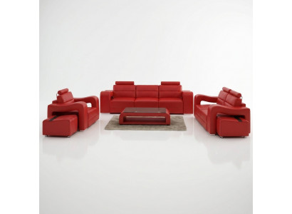 Designer leather sofa set couch sofa seating upholstery suite 3+2+1 set PISA