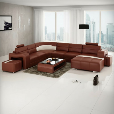Living Landscape Couch Upholstered Corner Set Designer Leather Sofa Big Sofa New PISA