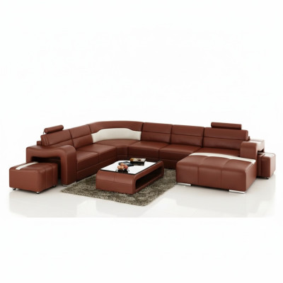 Living Landscape Couch Upholstered Corner Set Designer Leather Sofa Big Sofa New PISA