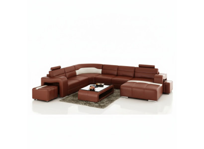 Living Landscape Couch Upholstered Corner Set Designer Leather Sofa Big Sofa New PISA