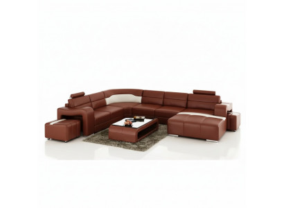 Living Landscape Couch Upholstered Corner Set Designer Leather Sofa Big Sofa New PISA
