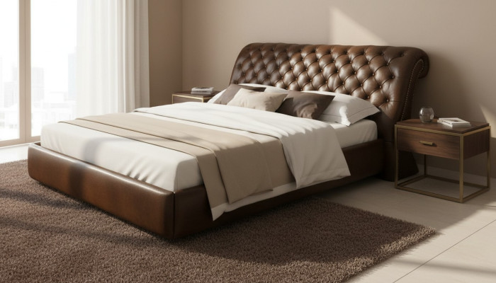 Chesterfield Big Bett Upholstered Bed Double Bed Antique Noble Royal Bed NEW