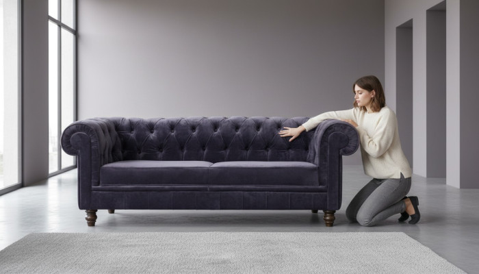 Noble designer Chesterfield sofa upholstery couch seat fabric textile set velvet