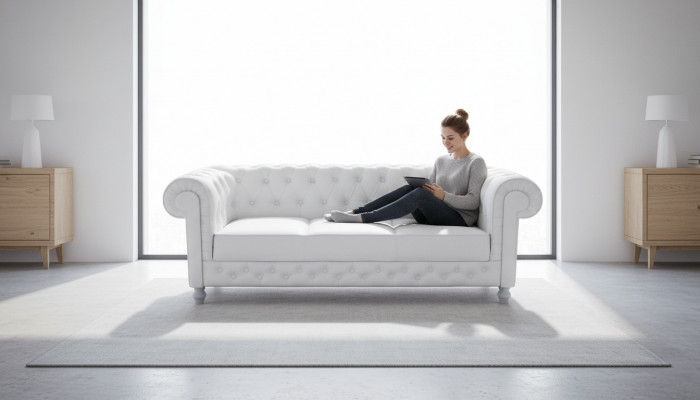 Chesterfield Couch Sofa Set 3-Seater Upholstery Leather Sofas Couches WHITTBY