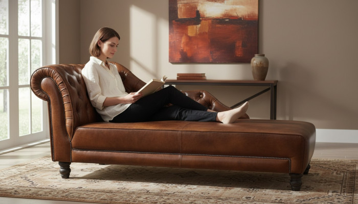 Chesterfield chaise lounges leather chaise textile fabric sofa relax