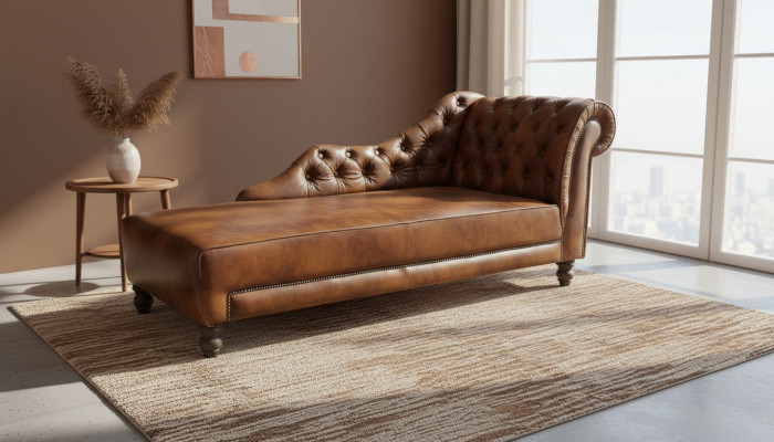 Chesterfield chaise lounges leather chaise textile fabric sofa relax