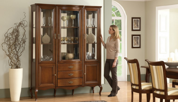 High-quality display cabinet wood glass showcases classic Italian furniture new