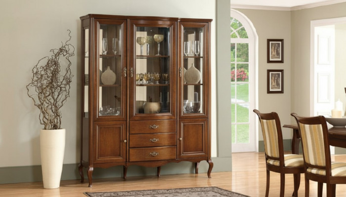 High-quality display cabinet wood glass showcases classic Italian furniture new