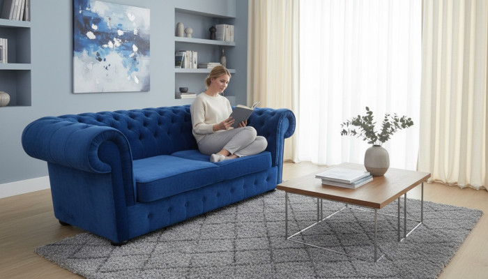 Chesterfield velvet textile fabric sofa couch upholstery 3-seater classic couches new!