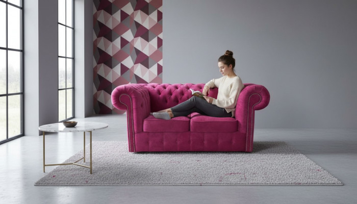 Chesterfield textile velvet fabric sofa couch upholstery 2-seater classic couches new!