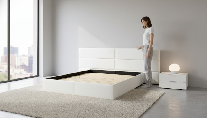 Bed, beds, double bed, hotel, upholstered bed, XXL wall upholstered bed, XXL bed, new.