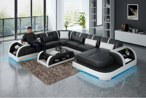 Leather sofa couch living landscape corner sofa corner set design modern sofa