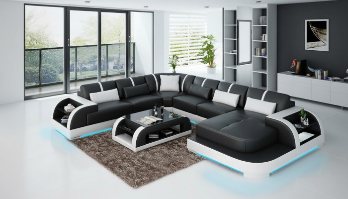 Leather sofa couch living landscape corner sofa corner set design modern sofa
